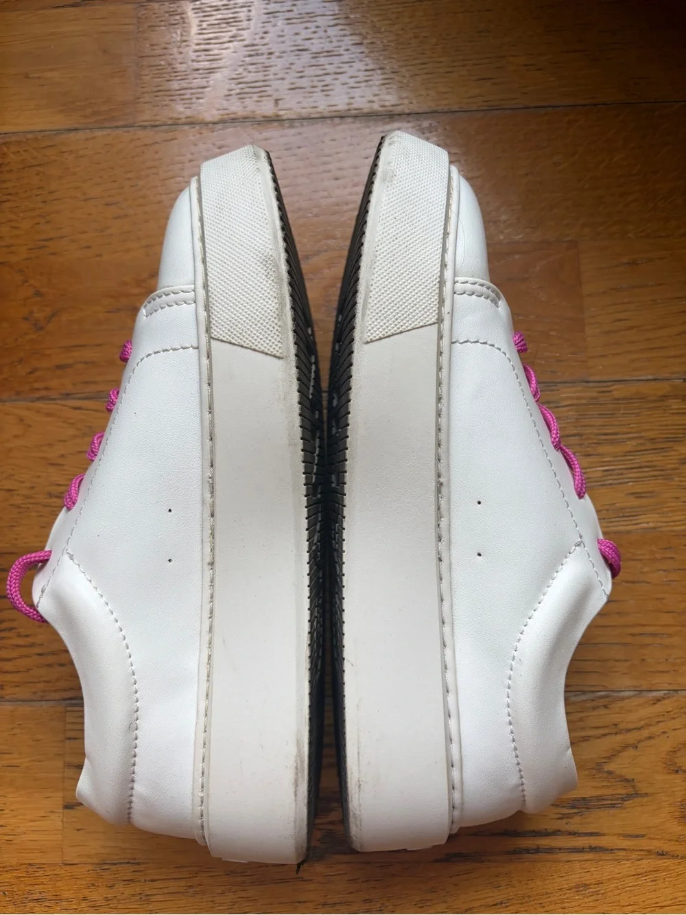 Ganni White Sneakers with Pink Laces Size 8